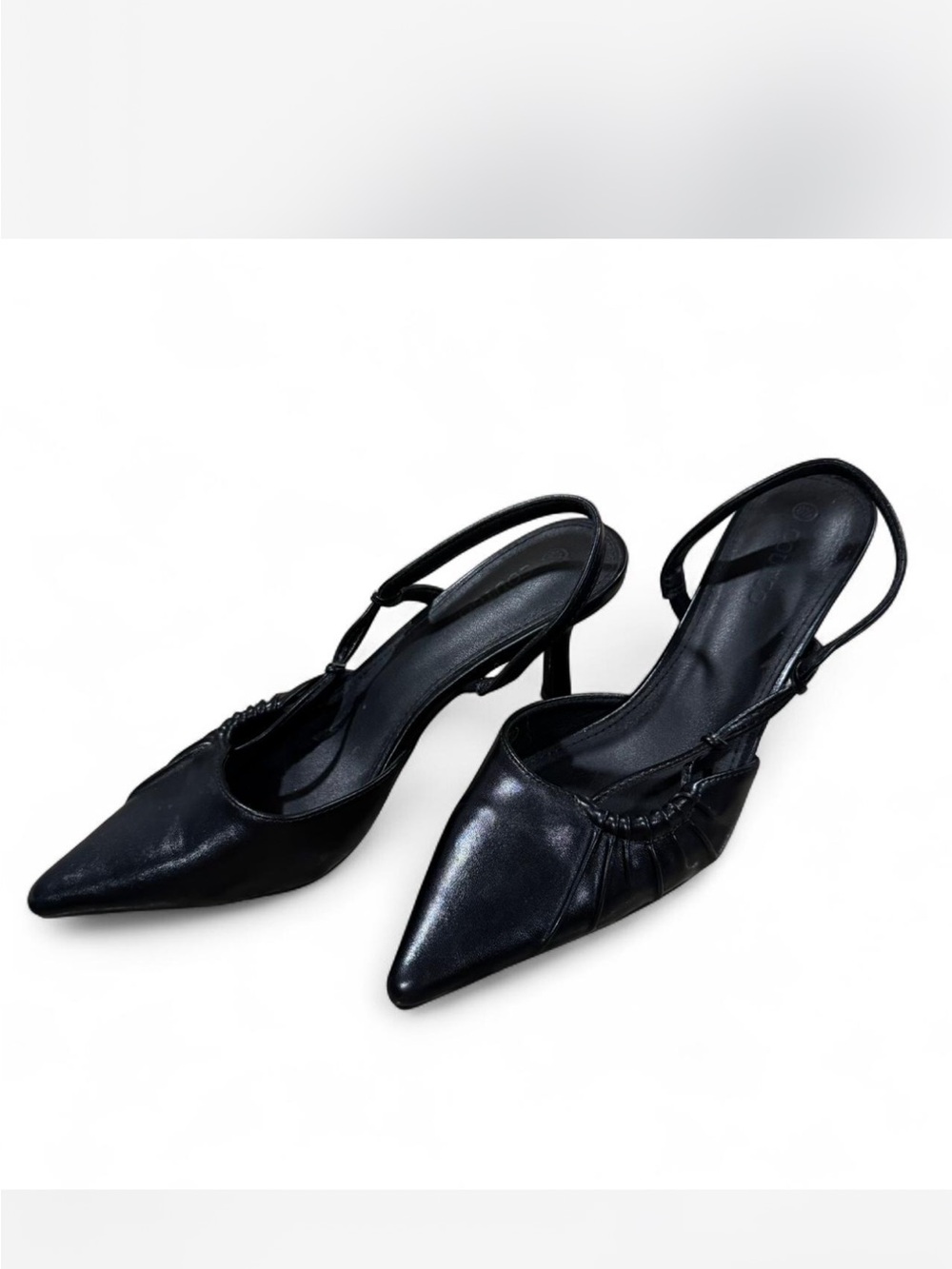 Classic Black Pointed Slingback Heels